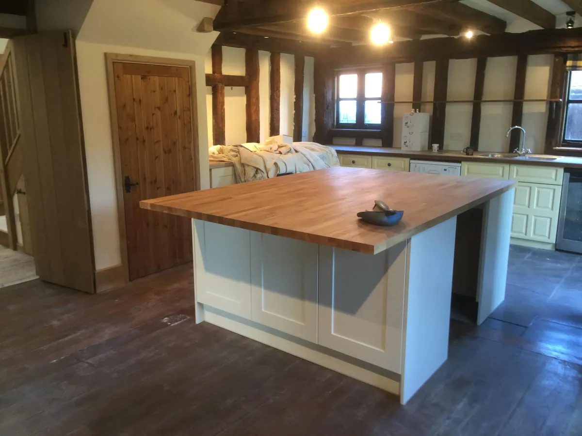 Kitchen Island in Timber-Framed Cottage — Kent